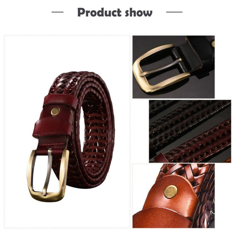 Wide Edition Hand Woven Lacquered Genuine Leather Waistband for Men
