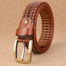 Load image into Gallery viewer, Wide Edition Hand Woven Lacquered Genuine Leather Waistband for Men