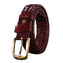 Load image into Gallery viewer, Wide Edition Hand Woven Lacquered Genuine Leather Waistband for Men
