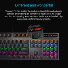 Load image into Gallery viewer, Rapoo V500 PRO Mixed Light 104 Keys Desktop Laptop Computer Game Esports Office Home Typing Wired Mechanical Keyboard, Black Shaft, Green Shaft, Tea Shaft, Red Shaft