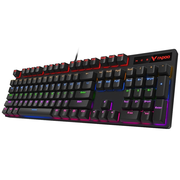 Rapoo V500 PRO Mixed Light 104 Keys Desktop Laptop Computer Game Esports Office Home Typing Wired Mechanical Keyboard, Black Shaft, Green Shaft, Tea Shaft, Red Shaft