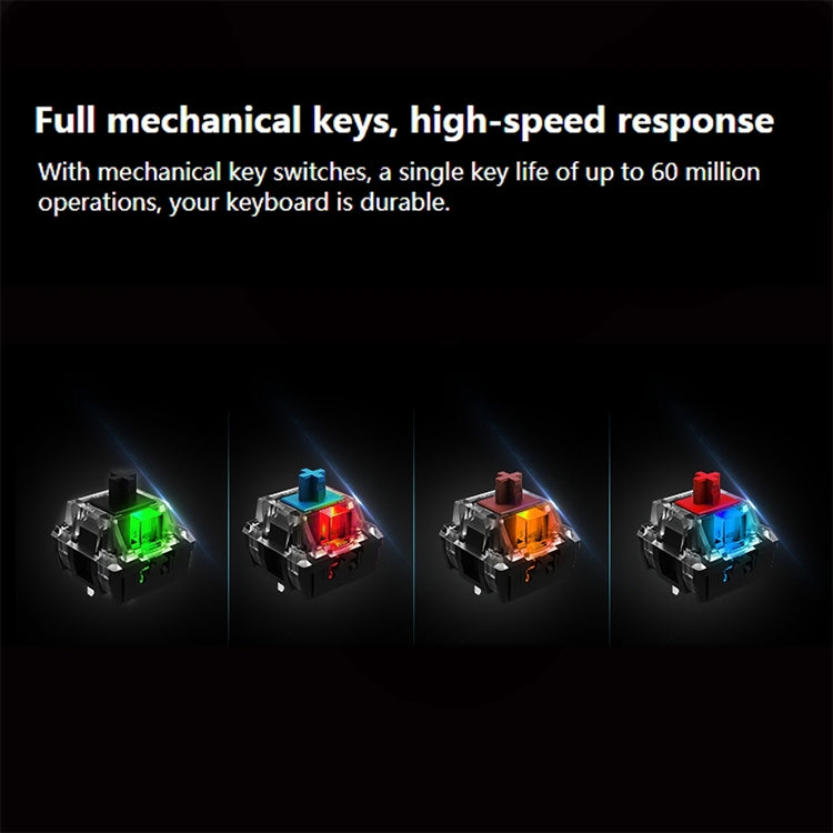 Rapoo V500 PRO Mixed Light 104 Keys Desktop Laptop Computer Game Esports Office Home Typing Wired Mechanical Keyboard, Black Shaft, Green Shaft, Tea Shaft, Red Shaft