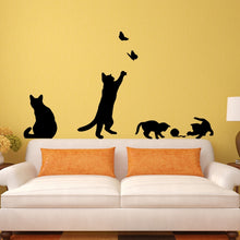 Load image into Gallery viewer, Cat Playing Butterfly Wall Sticker Detachable Decorative Applique Bedroom Kitchen Decoration
