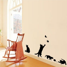Load image into Gallery viewer, Cat Playing Butterfly Wall Sticker Detachable Decorative Applique Bedroom Kitchen Decoration