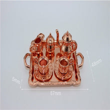 Load image into Gallery viewer, 3 Sets Doll House Mini Cutlery Metal Tea Set Teapot Cup Plate