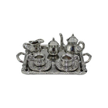Load image into Gallery viewer, 3 Sets Doll House Mini Cutlery Metal Tea Set Teapot Cup Plate