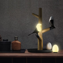 Load image into Gallery viewer, Lucky Bird LED Night Table Lamp Wood Base Intelligent Motion Sensor Living Room Bedroom Desk Light, 2 Birds 1 Egg, 2 Birds 2 Eggs