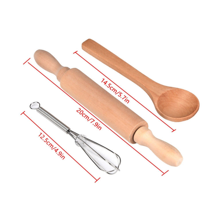 3 PCS Chef Kitchen Baking Tools Apron Girl Toy Set Kindergarten Stage Photography Play Costume Props