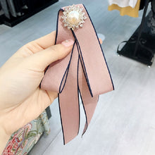 Load image into Gallery viewer, Ladies Wild Long Bow Tie Pearl Rhinestone Bow-knot Brooch Clothing Accessories
