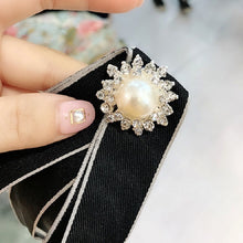 Load image into Gallery viewer, Ladies Wild Long Bow Tie Pearl Rhinestone Bow-knot Brooch Clothing Accessories