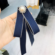 Load image into Gallery viewer, Ladies Wild Long Bow Tie Pearl Rhinestone Bow-knot Brooch Clothing Accessories