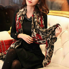 Load image into Gallery viewer, Autumn and Winter Leopard Heart-shape Pattern Scarf Shawl Dual-use Long Sunscreen Scarf
