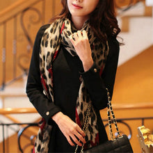Load image into Gallery viewer, Autumn and Winter Leopard Heart-shape Pattern Scarf Shawl Dual-use Long Sunscreen Scarf