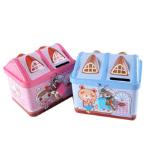 Load image into Gallery viewer, Children Cartoon Saving Small Coin Storage House Piggy Bank, Pink, Blue