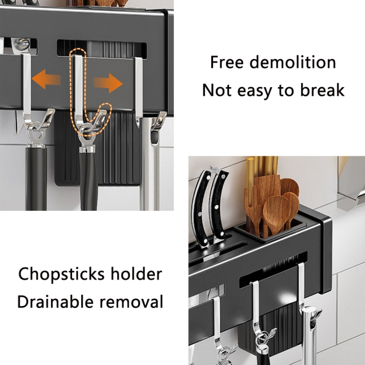 Kitchen Wall-mounted Rack Free Punching Chopsticks Holder, Brushed 30cm, Brushed 40cm, Brushed 50cm, Brushed 60cm, Black 30cm, Black 40cm, Black 60cm