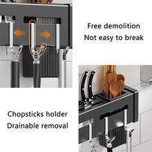Load image into Gallery viewer, Kitchen Wall-mounted Rack Free Punching Chopsticks Holder, Black 60cm