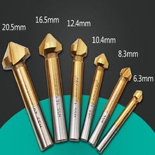 Load image into Gallery viewer, 6 In 1 90 Degree Three-edge Chamfering Knife Woodworking Milling Cutter Chamfering Machine Hole Opener, Iron Box, Plastic Bag