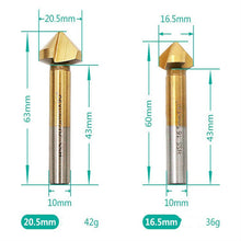 Load image into Gallery viewer, 6 In 1 90 Degree Three-edge Chamfering Knife Woodworking Milling Cutter Chamfering Machine Hole Opener, Iron Box, Plastic Bag