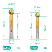 Load image into Gallery viewer, 6 In 1 90 Degree Three-edge Chamfering Knife Woodworking Milling Cutter Chamfering Machine Hole Opener, Iron Box, Plastic Bag