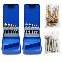 Load image into Gallery viewer, 6 In 1 90 Degree Three-edge Chamfering Knife Woodworking Milling Cutter Chamfering Machine Hole Opener, Iron Box, Plastic Bag