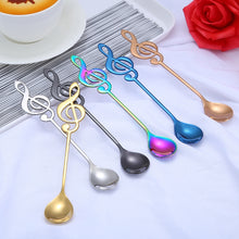 Load image into Gallery viewer, Creative Musical Note Spoon Coffee Stirring Scoop Stainless Steel Titanium Music Bar Spoon Gift Spoon