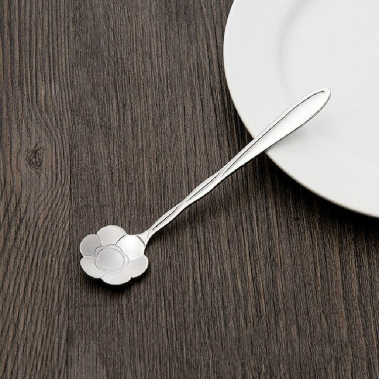 3 PCS Stainless Steel Household Creative Flower Spoon Coffee Stirring Spoon, Cherry Blossom Spoon, Rose Flower Spoon, Sun Flower Spoon, Sunflower Spoon, Pansy Flower Spoon, Bellflower Spoon, Plum Flower Spoon, Cosmos Flower Spoon