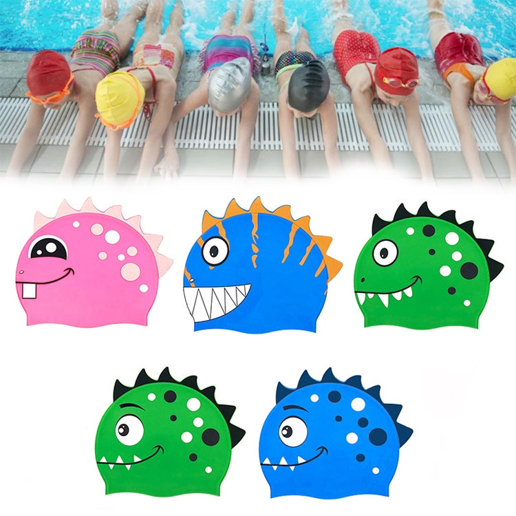 Children Cartoon Dinosaur Comfortable Silicone Swimming Cap