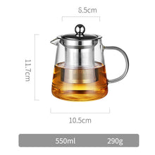 Load image into Gallery viewer, Large Capacity Heat Resistant Glass Teapot Tea Set With Stainless Steel Filter For Kung Fu Tea, 450ML, 550ML, 750ML, 950ML