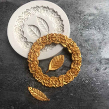 Load image into Gallery viewer, 2 PCS Rose Garland Rose Leaf Silicone Fondant Mold Cake Edging Decoration Tool Baking Glue Mold