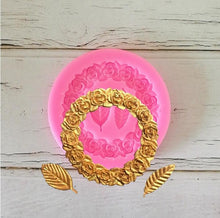 Load image into Gallery viewer, 2 PCS Rose Garland Rose Leaf Silicone Fondant Mold Cake Edging Decoration Tool Baking Glue Mold