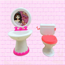 Load image into Gallery viewer, 3 PCS Doll House Plastic Accessories Set Wash Basin Toilet