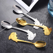 Load image into Gallery viewer, 2 PCS Stainless Steel Dolphin Shape Cartoon Coffee Stirring Spoon Ice Cream Spoon Child Feeding Spoon