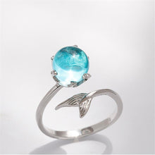 Load image into Gallery viewer, Women Fashion Blue Crystal Mermaid Shape Open Rings