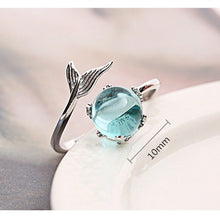 Load image into Gallery viewer, Women Fashion Blue Crystal Mermaid Shape Open Rings