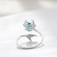 Load image into Gallery viewer, Women Fashion Blue Crystal Mermaid Shape Open Rings