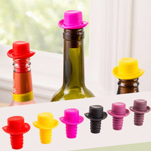Load image into Gallery viewer, Silica Gel Top Hat Fresh Wine Corks Cruet Red Wine Stopper, 2 PCS Hat Shape(Brown), 2 PCS Hat Shape(Black), 2 PCS Hat Shape(Red Wine), 2 PCS Hat Shape(Yellow), 2 PCS Hat Shape(Rose Red), 2 PCS Hat Shape(Red)