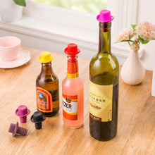 Load image into Gallery viewer, Silica Gel Top Hat Fresh Wine Corks Cruet Red Wine Stopper, 2 PCS Hat Shape(Brown), 2 PCS Hat Shape(Black), 2 PCS Hat Shape(Red Wine), 2 PCS Hat Shape(Yellow), 2 PCS Hat Shape(Rose Red), 2 PCS Hat Shape(Red)