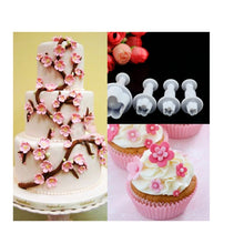 Load image into Gallery viewer, 4pcs / Set Plum Fondant Cake Spring Print Stamper Baking Biscuit Mould, Plum Shape