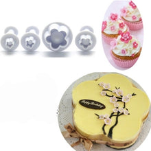 Load image into Gallery viewer, 4pcs / Set Plum Fondant Cake Spring Print Stamper Baking Biscuit Mould, Plum Shape