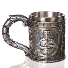 Load image into Gallery viewer, 3D Viking Skull Coffee Beer Mug Skull Mug Beer Wine Drink Gift Stainless Steel Knight Decorative Cup for Men, Goblet, Mug