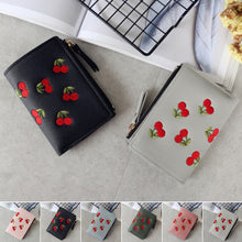 Load image into Gallery viewer, PU Leather Cherry Embroidery Coin Purse Card Holders