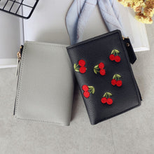 Load image into Gallery viewer, PU Leather Cherry Embroidery Coin Purse Card Holders