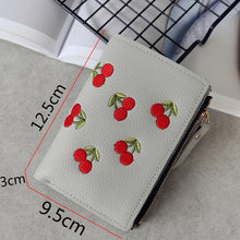 Load image into Gallery viewer, PU Leather Cherry Embroidery Coin Purse Card Holders