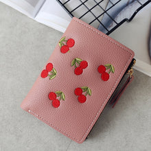 Load image into Gallery viewer, PU Leather Cherry Embroidery Coin Purse Card Holders