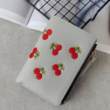 Load image into Gallery viewer, PU Leather Cherry Embroidery Coin Purse Card Holders