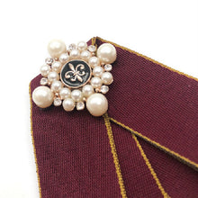 Load image into Gallery viewer, Unisex Pearl Bow-knot Cloth Bow Tie Brooch Clothing Accessories