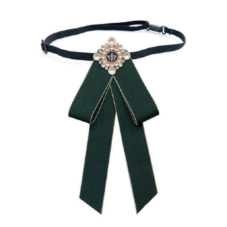 Unisex Pearl Bow-knot Cloth Bow Tie Brooch Clothing Accessories
