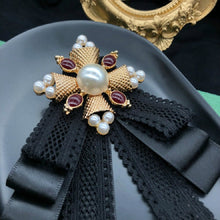 Load image into Gallery viewer, Ladies Court Style Cloth Brooch Lace Bow-knot Bow Tie Costume Accessories, Pin Buckle Version, Tie Belts Version