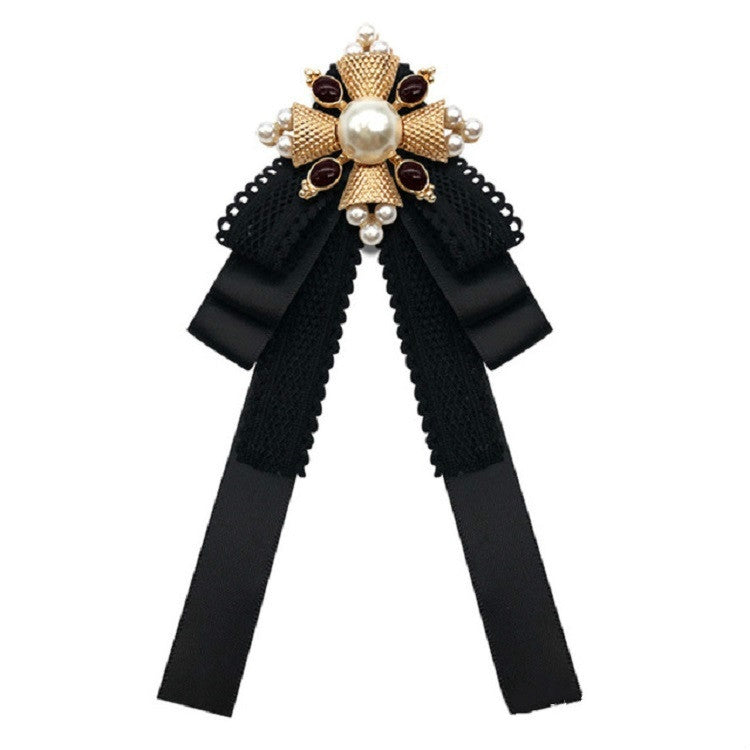 Ladies Court Style Cloth Brooch Lace Bow-knot Bow Tie Costume Accessories
