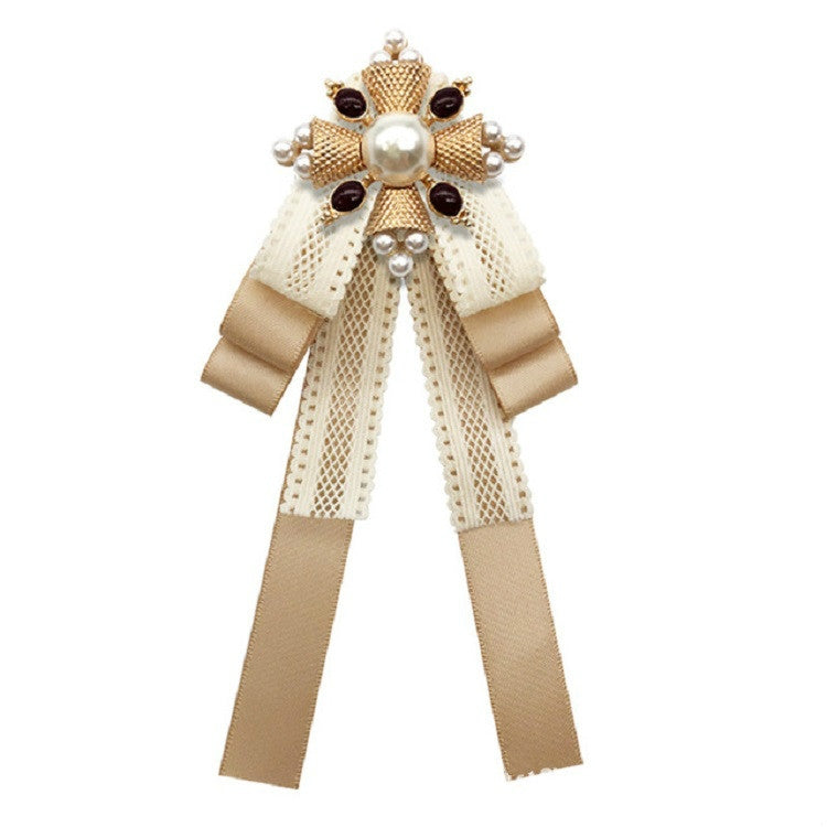 Ladies Court Style Cloth Brooch Lace Bow-knot Bow Tie Costume Accessories